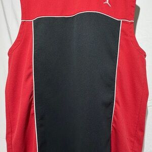 Jordan Red and Black Mesh Basketball Tank with White Piping Vintage Retro